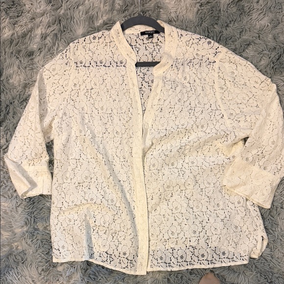 Elementz Ivory Floral Lace Top - Picture 1 of 3